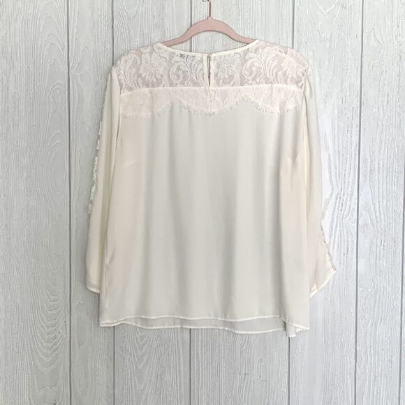 Talbots Ivory Lace Top Blouse Long Sleeve Size Small - Picture 3 of 3